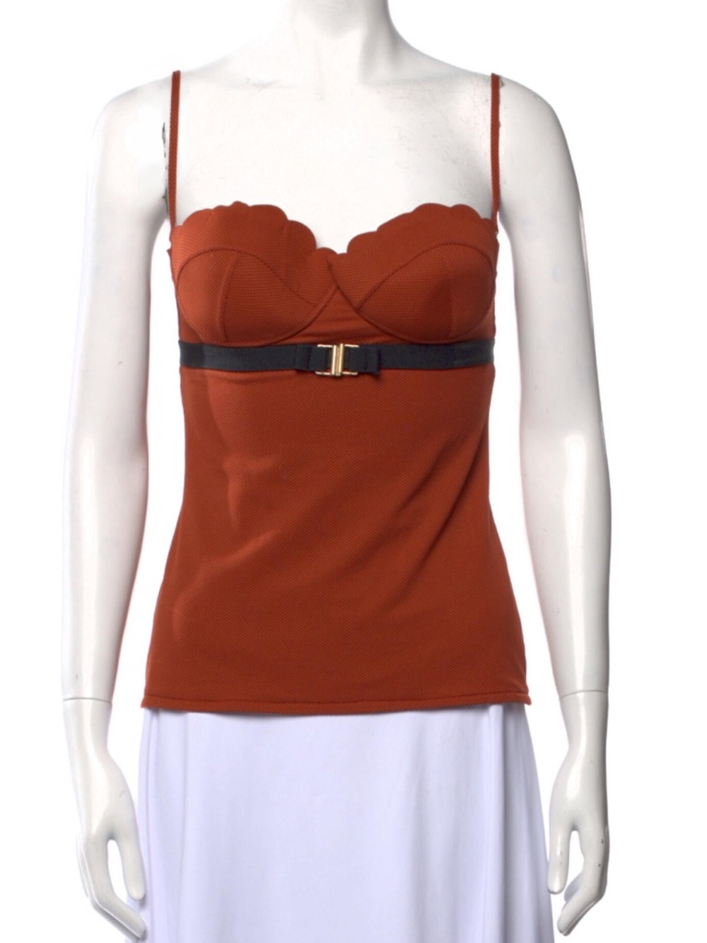Chloé Rust Scalloped Bustier Tank Top with Belt